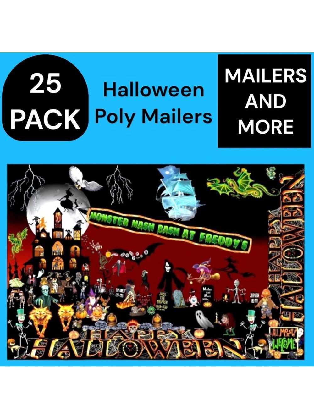 25 10X13 Poly Mailers HALLOWEEN Mailers Shipping Envelopes PRICE FIRM Fall - Picture 3 of 16